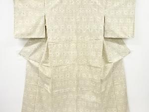 幾何学に花模様織り出し十日町紬着物